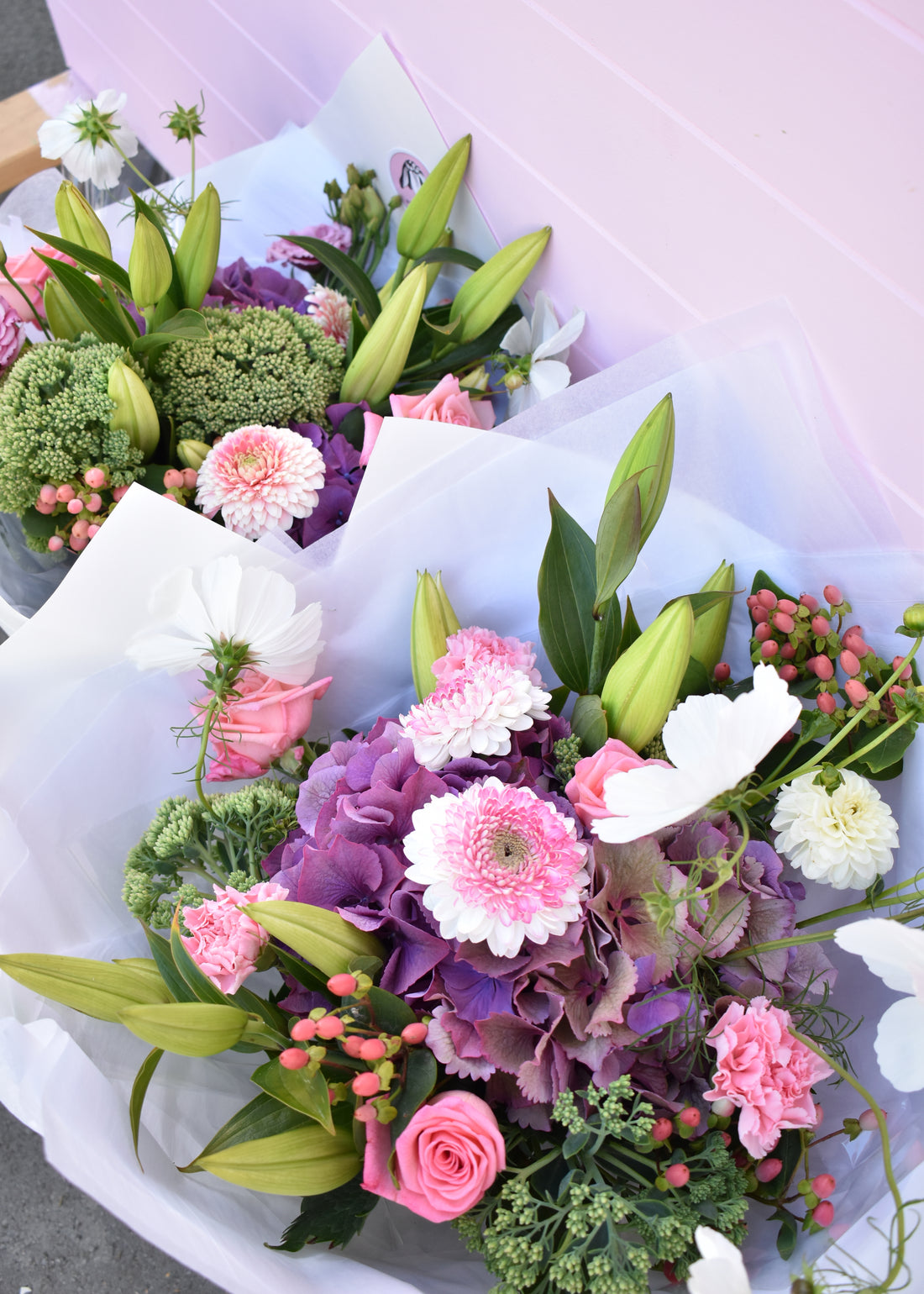 Pretty summer seasonal flower bouquet in mixed colours. Same day flower delivery Christchurch.