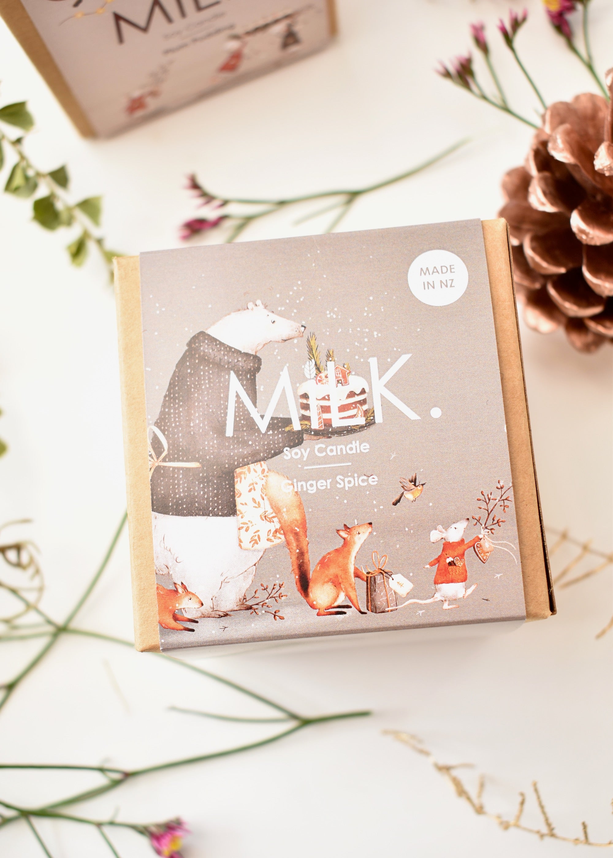 Ginger Spice scented Christmas Candle in Scandi style packaging